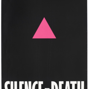 A_pink_triangle_against_a_black_backdrop_with_the_words_'Silence=Death'_representing_an_advertisement_for_The_Silence_=_Death_Project_used_by_permission_by_ACT-UP,_The_AIDS_Coalition_To_Unleash_P.jpg